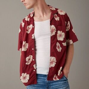 American Eagle Outfitters Maroon Floral Men's Shirt
